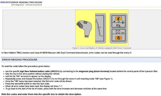New Holland Diagnostic 'H' Routines