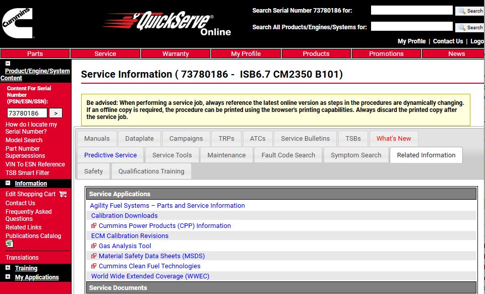Download ECM Calibrations using QuickServe Online