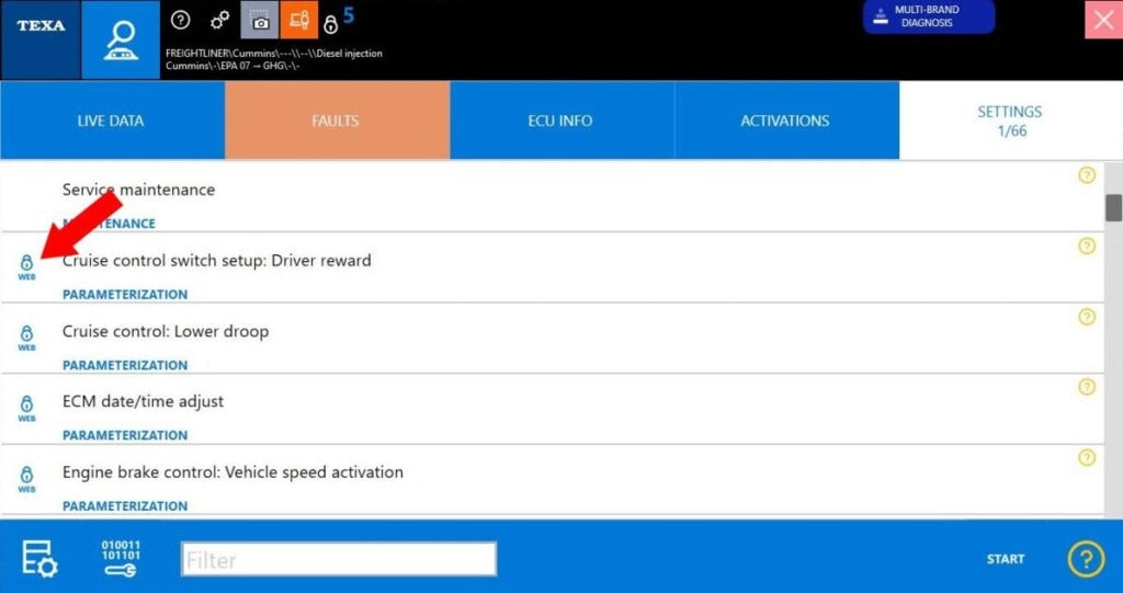 TEXA Special Code Changes